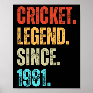 Cricket legende sinds 1981 Retro verjaardag Poster