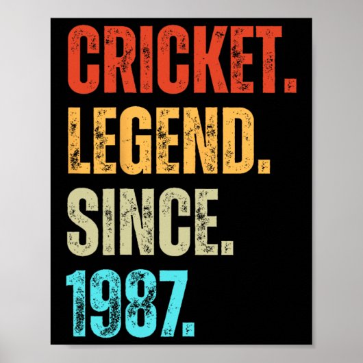 Cricket Legende Sinds 1987 Retro Verjaardag Poster (Voorkant)
