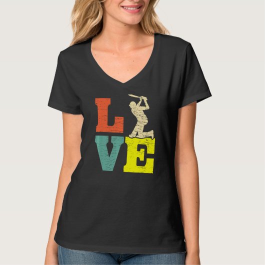 Cricket Love Batsman Cricket Spelers T-shirt (Voorkant)