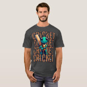 CRICKET Mascotte Speler Schattige Fun Bat T-shirt (Voorkant volledig)