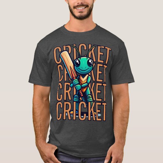 CRICKET Mascotte Speler Schattige Fun Bat T-shirt (Voorkant)