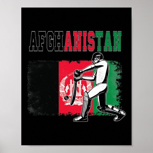 Cricket met vlag van Afghanistan team cricketer fa Poster (Voorkant)