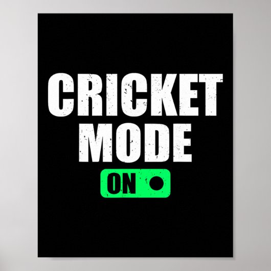 Cricket Modus Aan - Cricketspeler Cricket Speler C Poster (Voorkant)