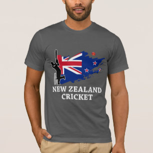 Cricket New Zealand Flag Black Petten T-shirt