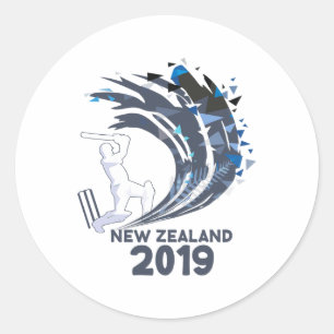 Cricket Nieuw-Zeeland  Ronde Sticker
