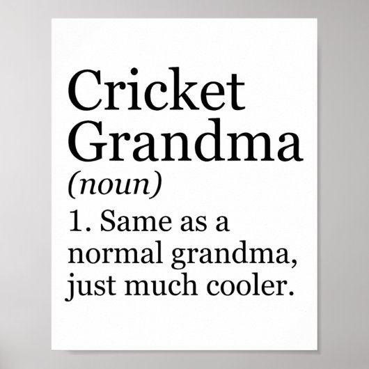 Cricket Oma Definitie Grappig Sarcasme Sport Poster (Voorkant)