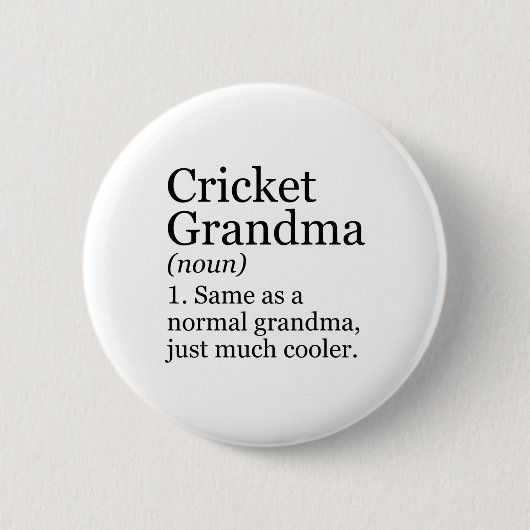 Cricket Oma Definitie Grappig Sarcasme Sport Ronde Button 5,7 Cm (Voorkant)