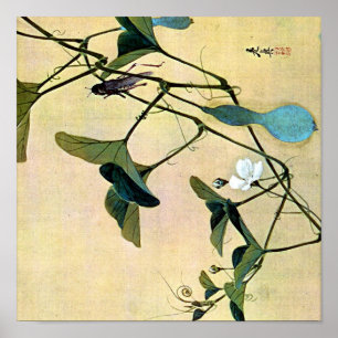 Cricket on a Vine Japans Woodblock Art Ukiyo-E Poster