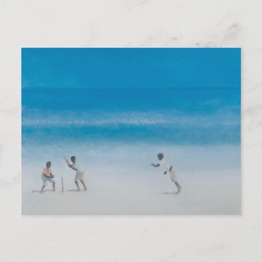 Cricket op het strand 2012 briefkaart (Voorkant)