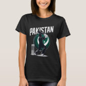 Cricket Pakistan Vlag Retro T-shirt (Voorkant)