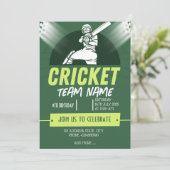 Cricket party thema uitnodiging Kaart (Staand voorkant)