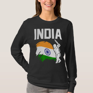 Cricket Patriotic Indian Spelers vlag India T-shirt