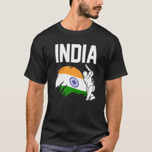 Cricket Patriotic Indian Spelers vlag India T-shirt