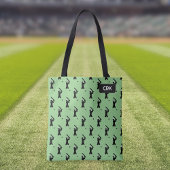 Cricket Pattern - Player Batting - uw initialen Tote Bag