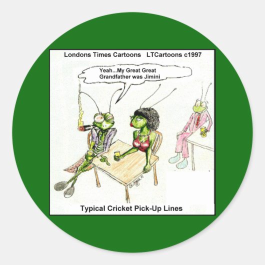 Cricket Pick-up Lines Funny Ronde Sticker (Voorkant)