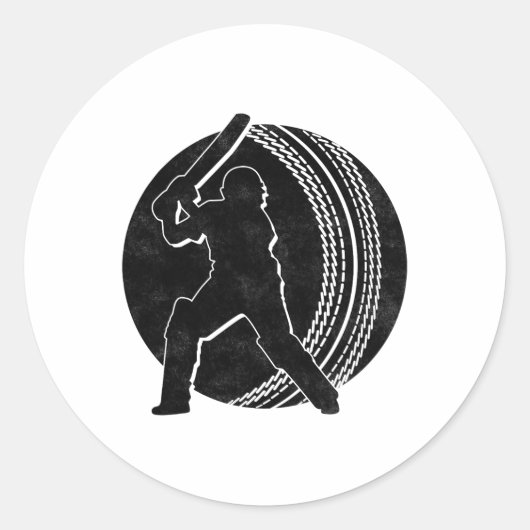 Cricket Player 11  Ronde Sticker (Voorkant)