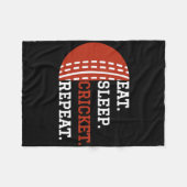 Cricket Player Apparel Eat Sleep Cricket Repeat  Fleece Deken (Voorkant (Horizontaal))