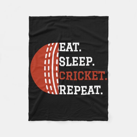 Cricket Player Apparel Eat Sleep Cricket Repeat  Fleece Deken (Voorkant)