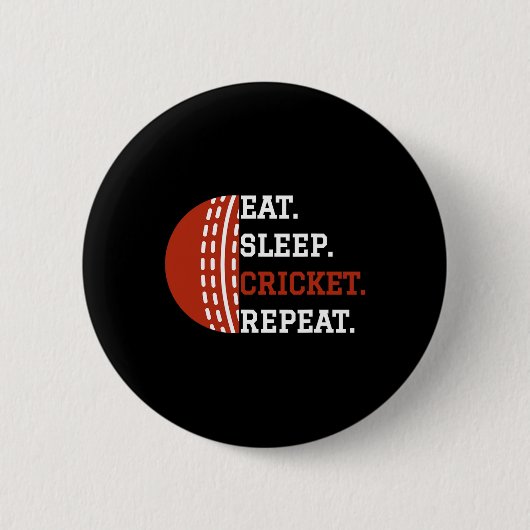 Cricket Player Apparel Eat Sleep Cricket Repeat  Ronde Button 5,7 Cm (Voorkant)