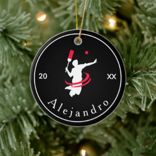 Cricket Player Coach Silhouette Black White Sports Keramisch Ornament