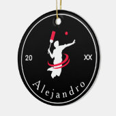 Cricket Player Coach Silhouette Black White Sports Keramisch Ornament (Links)