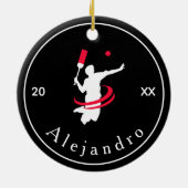 Cricket Player Coach Silhouette Black White Sports Keramisch Ornament (Achterkant)