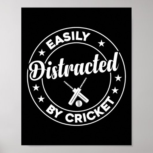 Cricket Player Cricketing - Easily Distracted By C Poster (Voorkant)