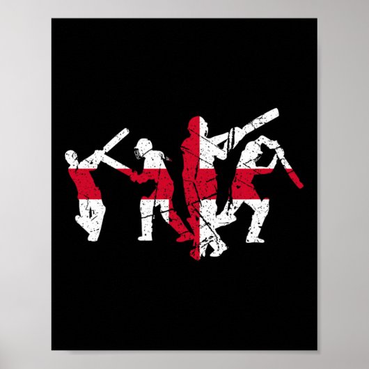 Cricket Player Distressed  Poster (Voorkant)