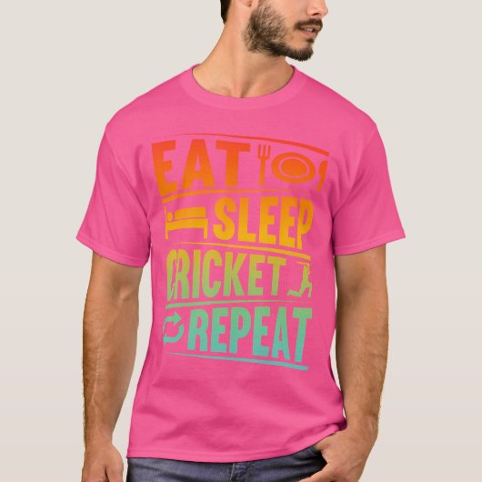Cricket Player Eat Sleep Cricket Repo T-shirt (Voorkant)