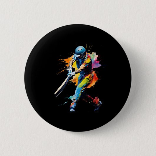 Cricket Player Game  Ronde Button 5,7 Cm (Voorkant)