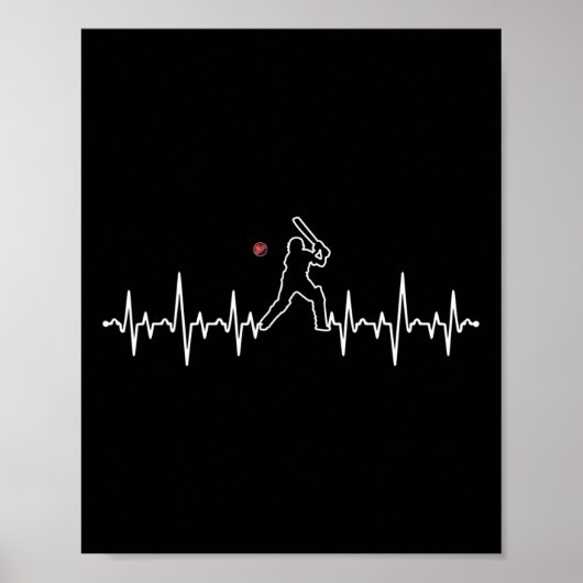 Cricket Player Heartbeat Cricket Gift  Poster (Voorkant)