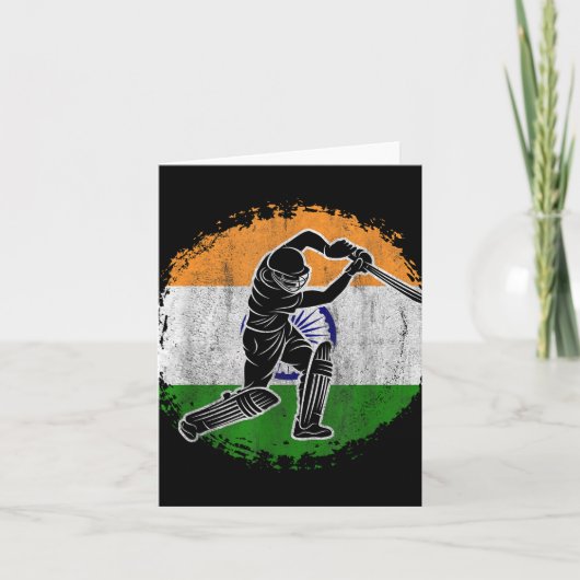 Cricket Player Indian Flag Cricketer Kaart (Voorkant)