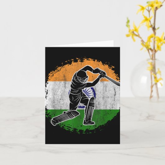 Cricket Player Indian Flag Cricketer  Kaart (Gele Bloem)