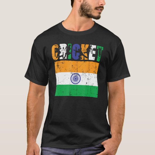 Cricket Player Indian Flag For Youth Boys Kids T-shirt (Voorkant)