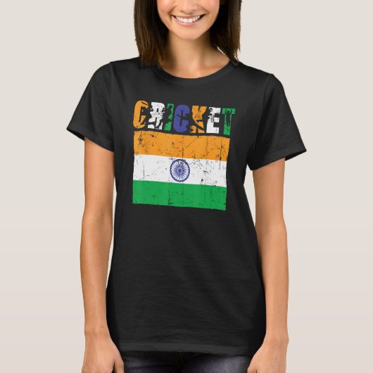 Cricket Player Indian Flag For Youth Boys Kids T-shirt (Voorkant)