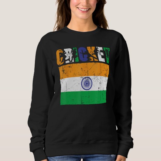 Cricket Player Indian Flag For Youth Boys Kids Trui (Voorkant)