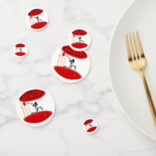 cricket Player op de bal, Confetti (Groep)