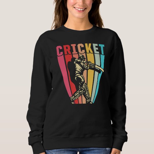 cricket Player Retro Cricketer Wicket Bowl Trui (Voorkant)
