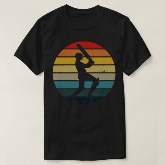 Cricket Player Silhouette op een gedempte retrospe T-shirt (Design voorkant)
