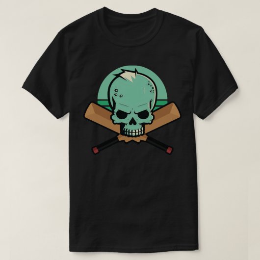 Cricket Player Skull Bat T-shirt (Design voorkant)
