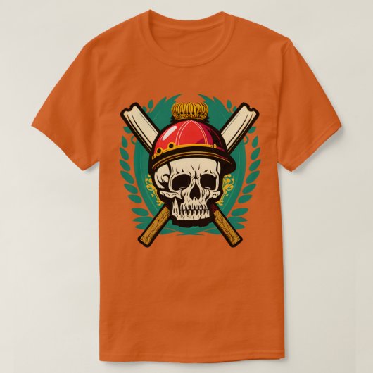 Cricket Player Skull Helmet Bat (1) T-shirt (Design voorkant)