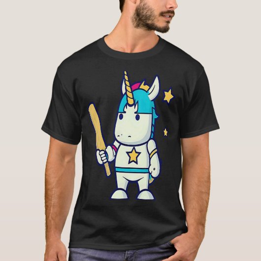 Cricket Player Unicorn Pspelen T-shirt (Voorkant)
