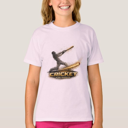 Cricket Pure Passion Gold Motion Girls’ T-Shirt (Voorkant)