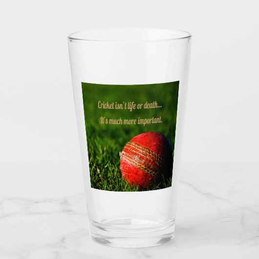 Cricket Red Ball Funny Motivatie Glas (Voorkant)