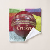Cricket: Red Hard Ball Art Print Bad Handdoek (Wasdoekje)