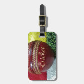 Cricket: Red Hard Ball Art Print Bagagelabel (Voorkant verticaal)