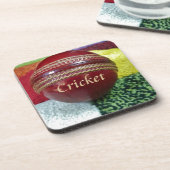 Cricket: Red Hard Ball Art Print Bier Onderzetter (Linkerzijde)