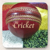 Cricket: Red Hard Ball Art Print Bier Onderzetter (Voorkant)