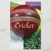 Cricket: Red Hard Ball Art Print Briefpapier (Voorkant)
