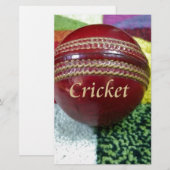 Cricket: Red Hard Ball Art Print Briefpapier (Voorkant / Achterkant)